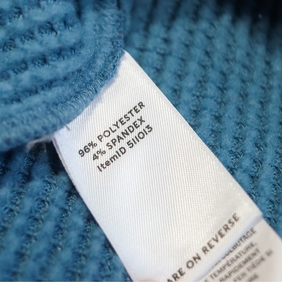 LL Bean Signature Women Blue Waffle Knit Thermal Long Sleeve Crewneck Top Size L - Picture 5 of 11